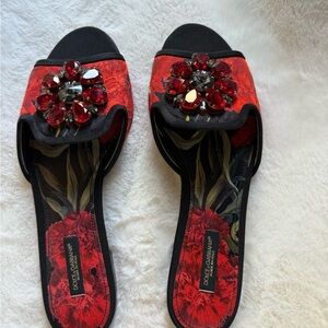 Dolce and Gabbana Floral printed Jacquard Slides